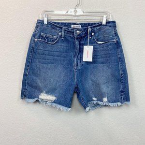 Good American Denim High Rise Button Fly Shorts